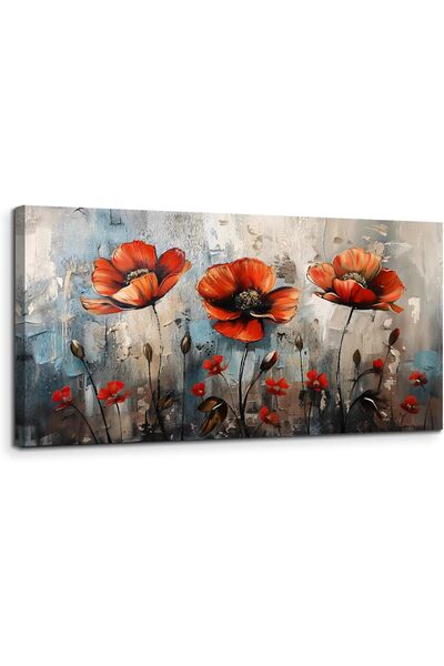 Emoda home Trove لوحة فنية جدارية من القماش بإطار زهور برية (60×120 سم) - لوح...