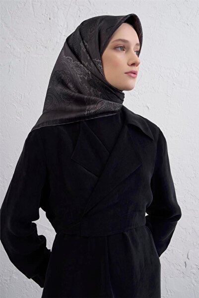Armine İpek Eşarp 2026 Kış - 9428-52 Siyah Füme Sura