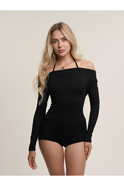 Loova Bluză Noir Black Bateau - Bluză cu decolteu barcă