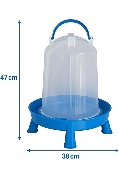mastergold وعاء بلاستيكي لسقاية الطيور سعة 14 لترًا بقاعدة مرتفعة ومقبض قوي - للدجاج والبط والحمام (أزرق)