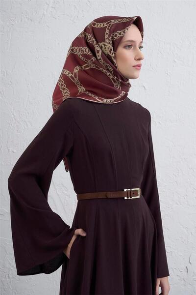 Armine Geometrik Desenli Saf İpek Twill Eşarp 9427D 37