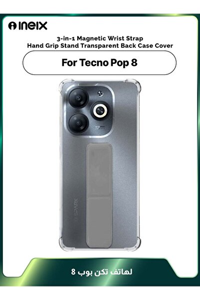 ineix 3-in-1 Magnetic Wrist Strap Hand Grip Stand Cover for Tecno Pop 8