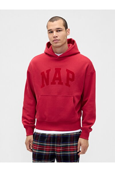 GAP Erkek Kırmızı VintageSoft NAP Logo Sweatshirt
