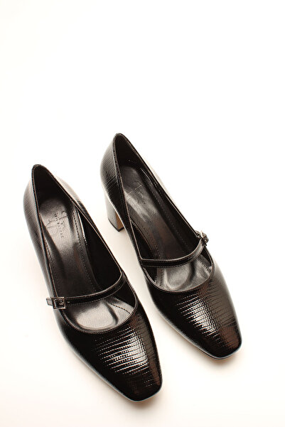 İDİL Black Patent Leather Bambi̇ Women's Heels