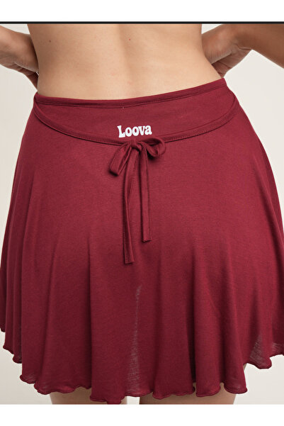 Loova Sangria Burgundy Wrap Skirt with Ties - Tie-Up Ballerina Yoga Pilates Skirt