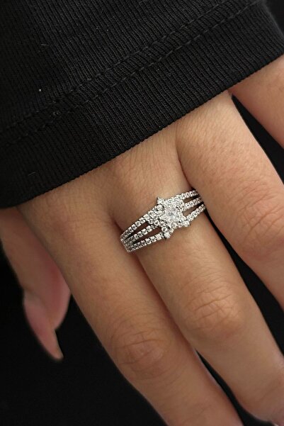 TAKIŞTIR Silver Color Star Figured Adjustable Steel Ring