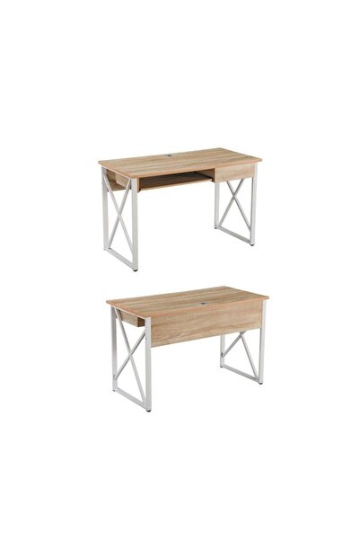 BAYTI Wood office desk with storage drawer 120 cm - Beige