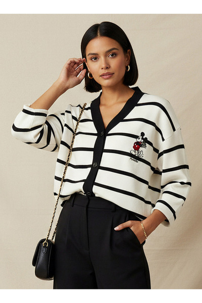 SP Characters Loose Fit Striped V-neck Cardigan