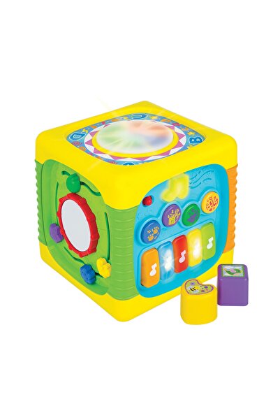 WINFUN مكعب أنشطة موسيقية ممتعة - لعبة أطفال مع مفاتيح مضيئة، وأداة فرز الأشكال، وأصوات حيوانات