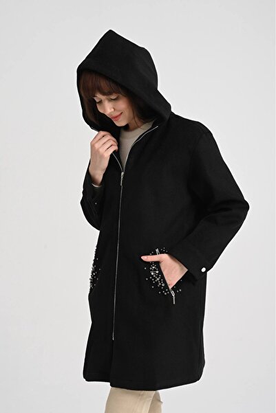 Jupe Women's Stone Hooded Cashmere Zippered Cap 9287