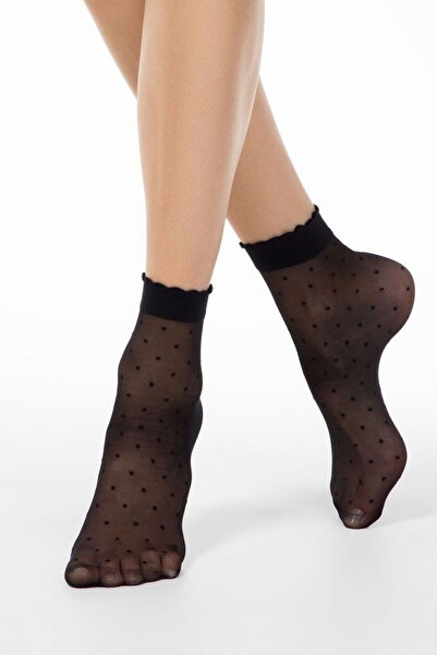 Conte Elegant Polyamide 1/2 socks with polka dot print, Conte Fantasy 20С-84/1СP - Bronze, 36-39 (23-25)