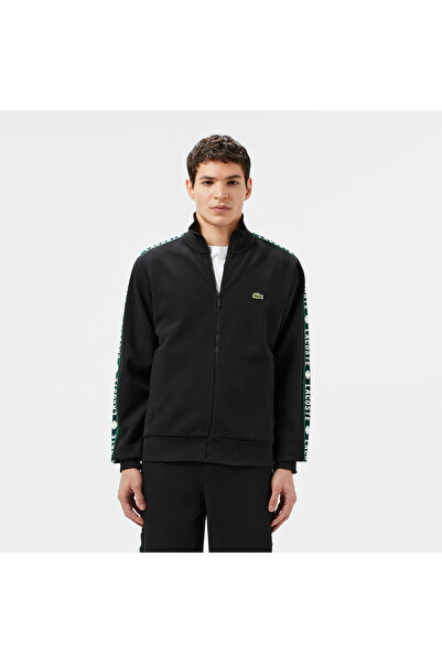 Lacoste Erkek Fermuarlı Baskılı Siyah Sweatshirt