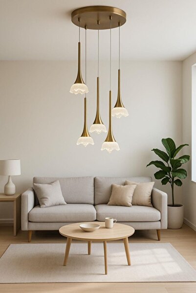 FERLUCE AVİZE KRISTAL MODERN AVİZE 20400-5 BAKIR