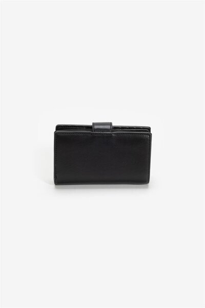 Calvin Klein Women Black Hardware Snap Medium Bifold Wallet