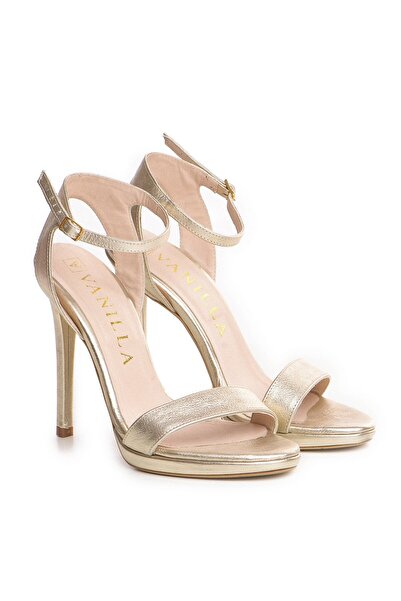 Vanilla Days Gold Leather Stiletto Sandals - 12cm Heel, Berlin Design