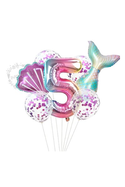 Generic Brand Mermaid Foil Set Concept Birthday Set Age 5