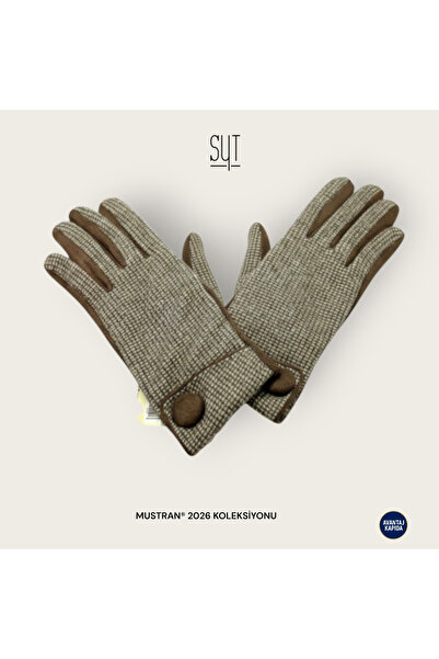Mustran Syt Kadın Kışlık Dokunmatik Eldiven - Desenli Suni Deri/Kumaş Şık Tokalı & Düğmeli Modeller