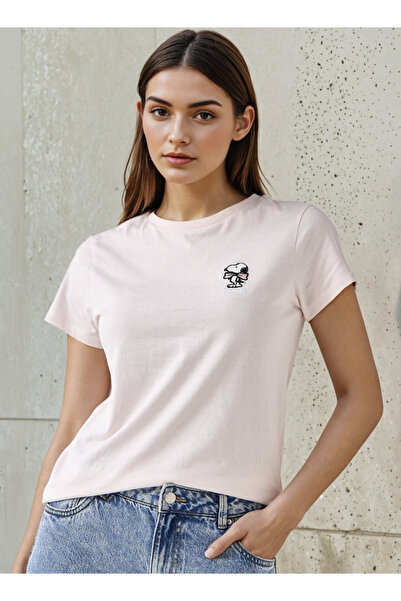 SP Characters T-shirt Regular Fit with Snoopy Embroidery Cotton