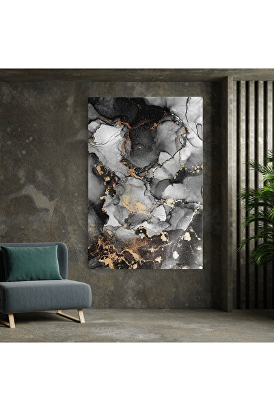 Arthub Canvas Painting, Bedroom And Living Room, Abstract, Grey Gold Marble