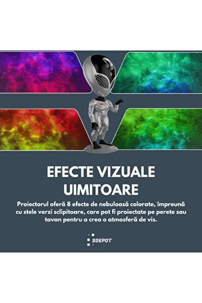 SDEPOT alien star projector, with remote control, LED light, 360° rotating head