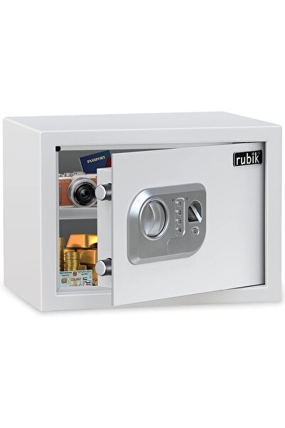 RUBIK Biometric Fingerprint Safe Box with Digital Keypad & Key Lock, A4 RBFPN25 (25x35x25cm) White