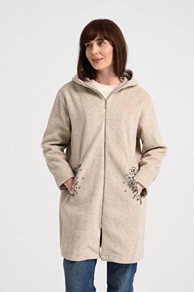 Jupe Women's Stone Hooded Cashmere Zippered Cap 9287