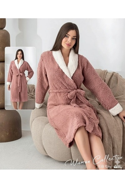 Freshness Women's Sharpi Welsolf Plush Home Bathrobe – Soft Dressing Gown with Gift Set Concept