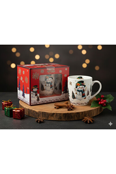 Aruz KAR ADAMI DESENLİ YILBAŞI TEMALI SERAMİK KUPA - MERRY CHRISTMAS