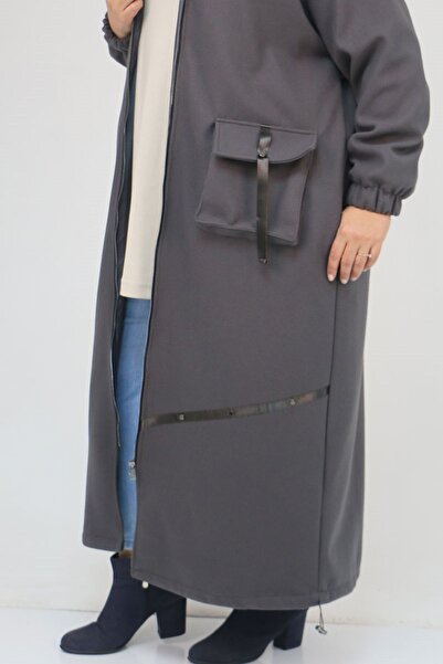 Eslina 43082 Plus Size Skirt Baby Elastic Cashmere Coat - Anthracite