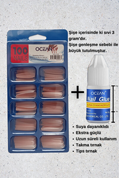 CAVALYN OCEAN Takma Tırnak ( Balerin 236 Pembe ) + Tırnak Yapıştırıcısı ( Nai...