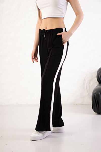 YusGos Women's Soft Textured Modal Fabric Side Stripe Wide Leg Palazzo Pants