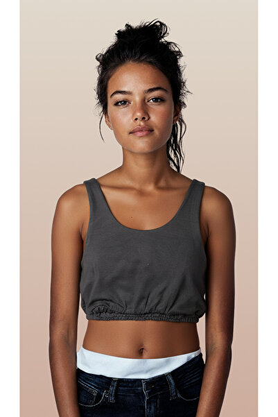 coast moda Women's Elastic Waist Modal Stretch Fabric Crop