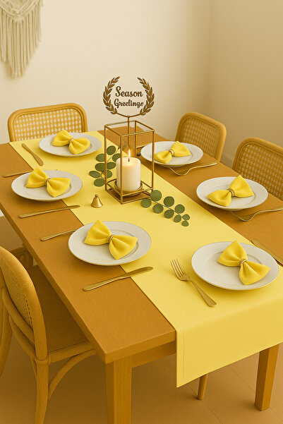 SADEN HOME Cotton Stain Resistant Yellow Long Runner