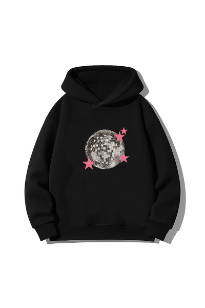 MODA Disco Ball Pinterest cu imprimeu Hanorac negru pentru copii pentru adulți cu glugă Swea tricou Hanorac