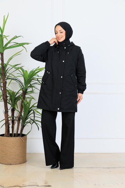 Mymood DETAYLI KAPÜŞONLU TRENÇ