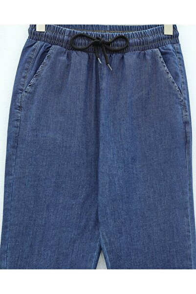 Modamorfo Beli Lace-Up Pocketed Flared Jeans - Navy