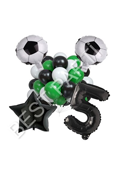 İSTOÇ PARTİ İstoç Football Ball Star Number Latex Balloon Set Age 5