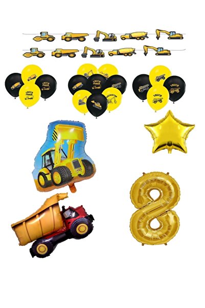 İSTOÇ PARTİ Construction Themed Truck Bucket Themed Balloon Set Age 8