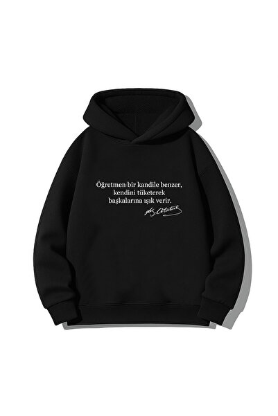 MODA Citaturi ale Ataturk cu imprimeu Hanorac negru pentru copii pentru adulț...