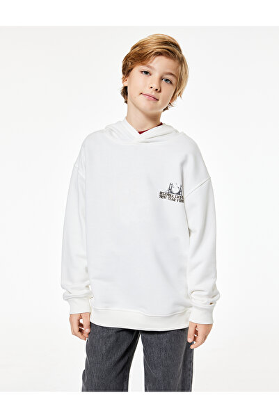 Koton Cotton Long Sleeve Printed Oversized Hooded Sweatshirt