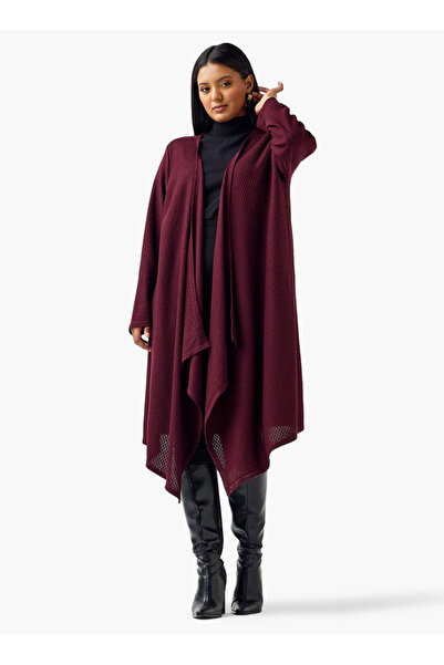 Ulla Popken Relaxed Fit Longline Textured Cardigan