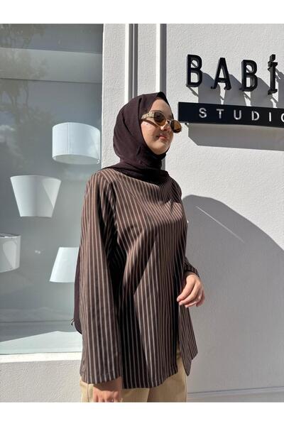 QOOQ STORE 26FW202 Bluză de damă cu dungi MARO CU DUNGĂ