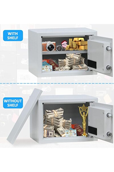 RUBIK Biometric Fingerprint Safe Box with Digital Keypad & Key Lock, A4 RBFPN25 (25x35x25cm) White
