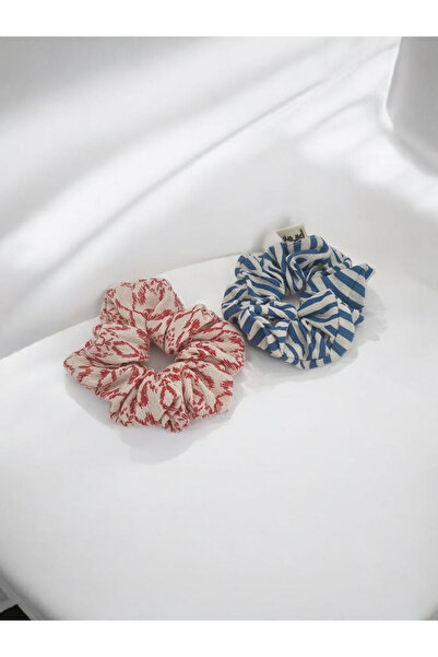 Pirene Coastal Duo Scrunchie Set – Alaçatı Linen Duo Hair Tie