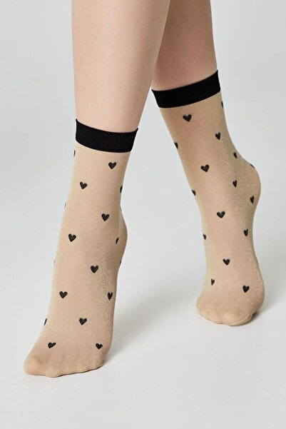 Conte Elegant Șosete din poliamidă, cu model 3D „inimi” și lurex, Conte Fanta...