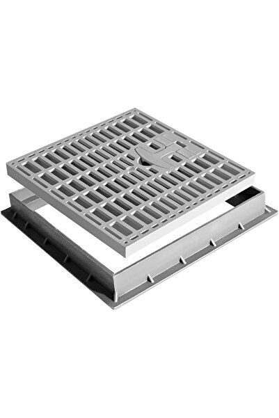 Raco غطاء بلاستيكي لفتحة الصرف الصحي بمقبض وإطار مقاس 30×30 سم - شبكة تصريف مربعة