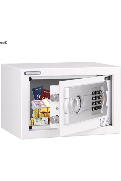 RUBIK Small Safe Box with Digital Keypad & Key Lock RB-20EG (20x31x20 cm) - White