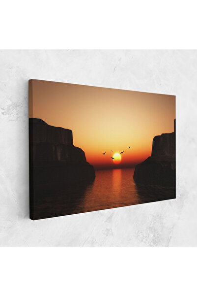 Arthub Canvas Painting, Bedroom And Living Room, Landscapes, Sunset Silhouette Birds