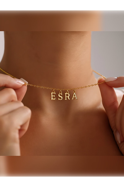 PURE BERRY قلادة من الفولاذ المقاوم للصدأ بنسبة 100% بلون ذهبي وفضي مع اسم PU...