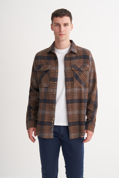 Cazador CAZ 23010 Çift Cepli Ekose Erkek Kalın Oduncu Gömlek